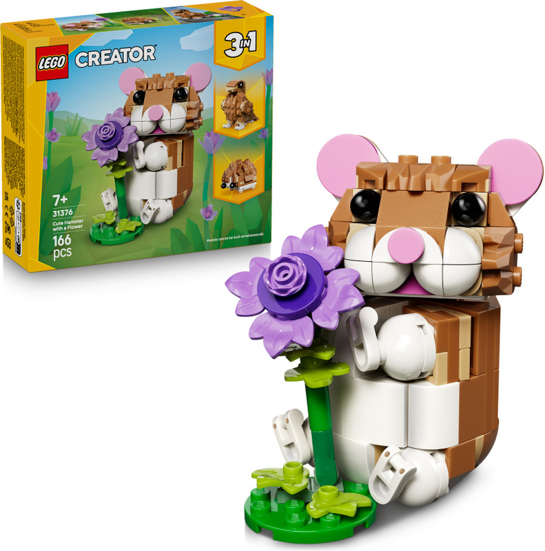 LEGO Creator 3 in 1 Cute Hamster with a Flower Toy 31376(Multicolor)