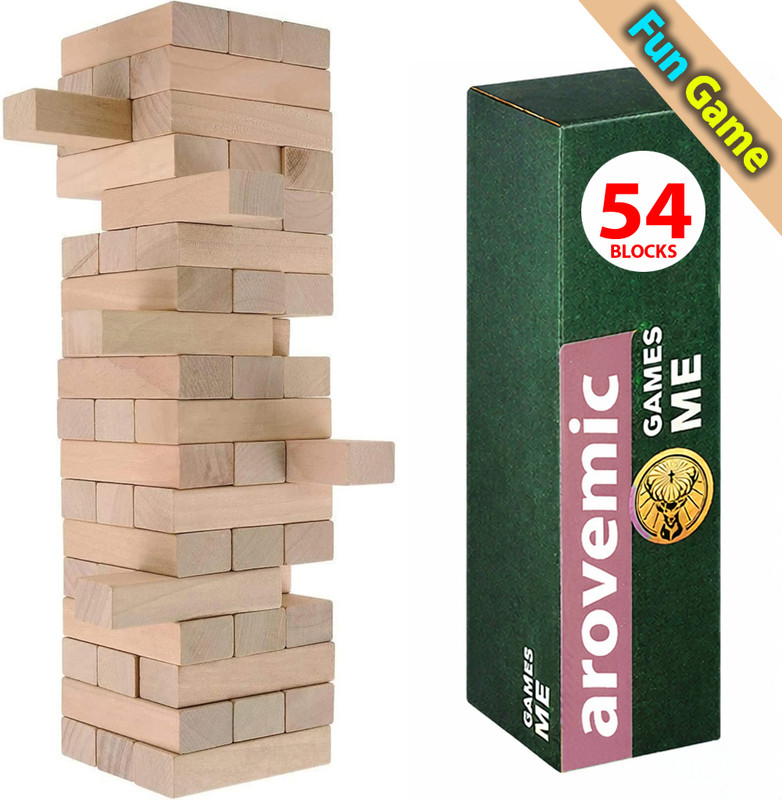 arovemic 54 Wooden Blocks Game Helps players practice slow breathing and steady control(Multicolor)