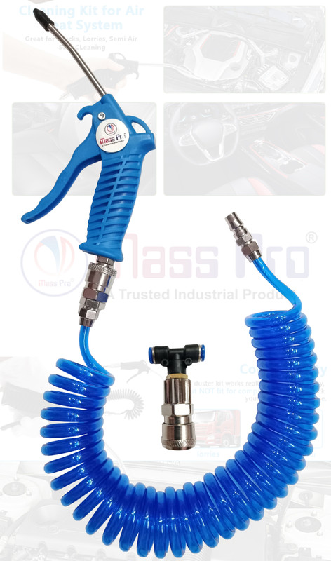 Mass Pro Air Blow Gun Kit Air Duster Cleaning Nozzle with 5 Meter Long Coil PU Air Hose Forward Curved Air Blower(Pneumatic)