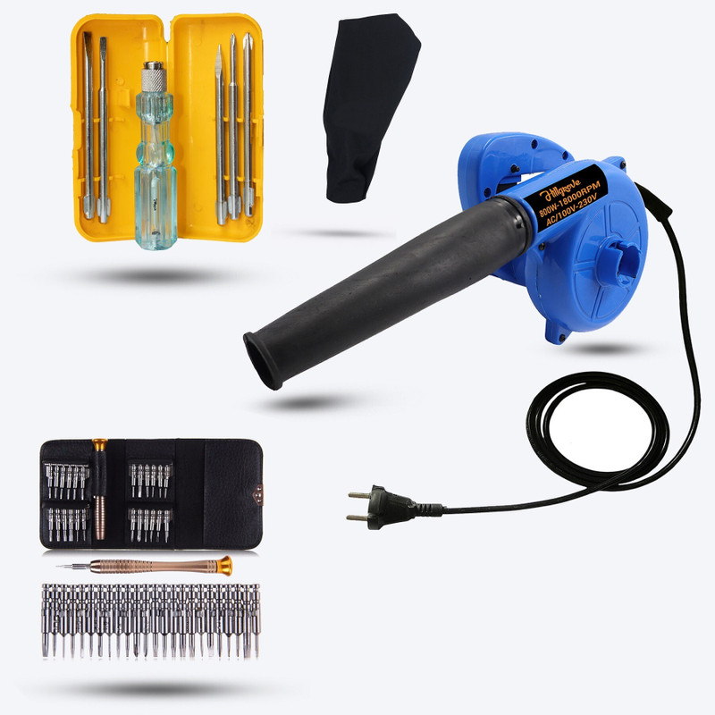 Hillgrove HGCM350M1 Electric Air Blower with 25in1 Precision and 5in1 Screwdriver Kit Forward Curved Air Blower(Corded Vacuum)