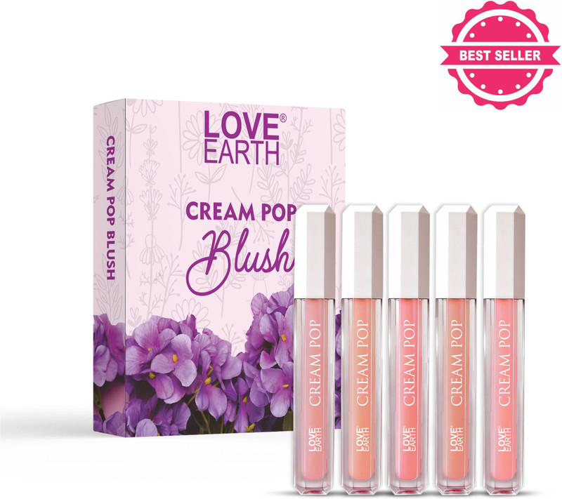 LOVE EARTH Cream Pop Blush Pack of 5 | Hyaluronic Acid | Dewy Finish(Multicolor)
