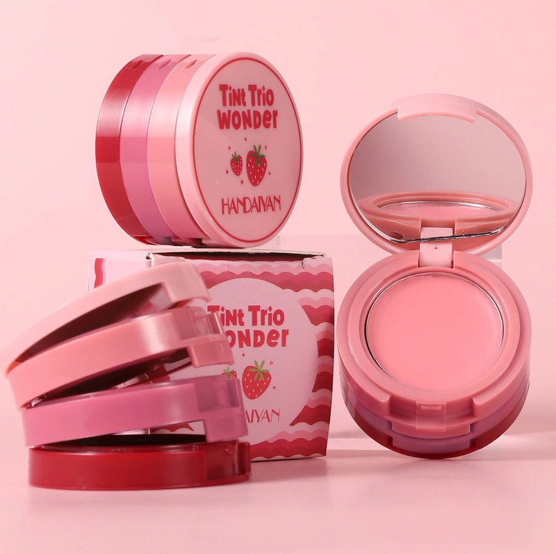 VARS LONDON Handiyan matte cream blush lip cheek eyes tint trio wonder(Peach, Pink, Red)