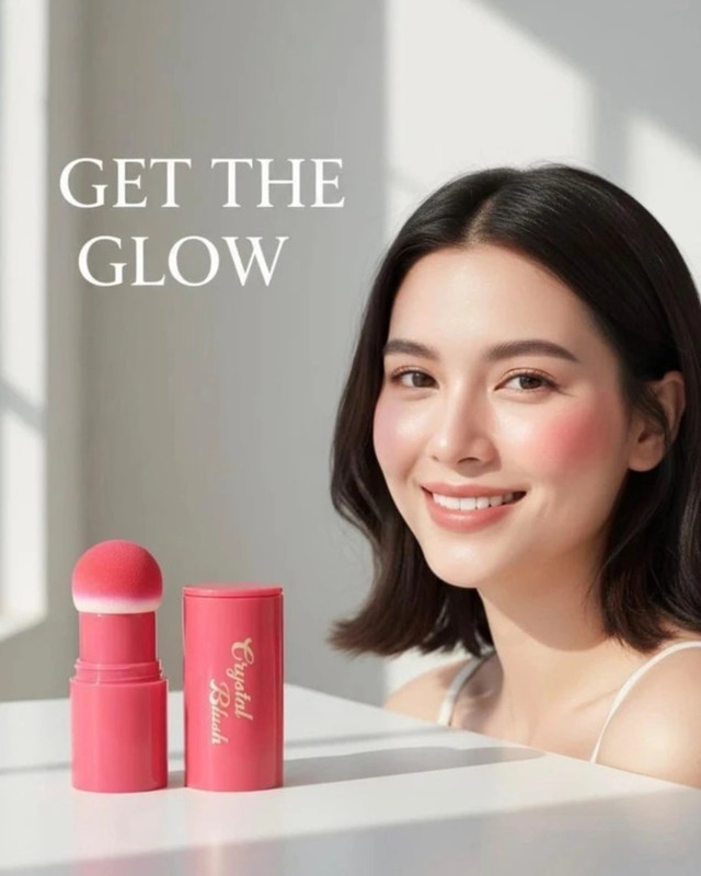 Qurielle Crystal Blush Stick – Creamy Soft Glow Face Blush for Natural Radiance(pink)