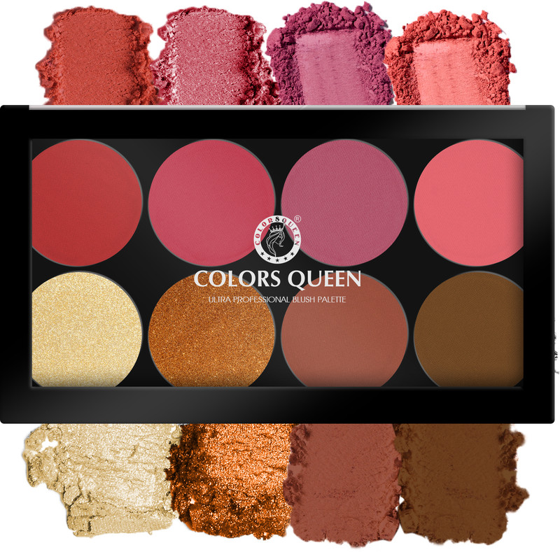 COLORS QUEEN Matte Blusher Palette with Shimmer Highlighter and Contour for Face & Cheeks(Shade - 02)