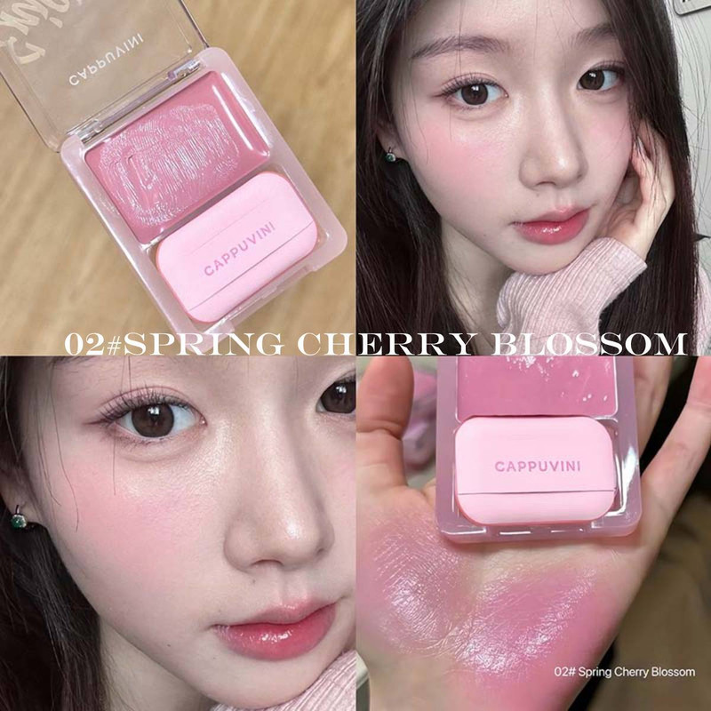 Cappuvini High Gloss Multi-Purpose Cream Blush for Lips and Cheeks with Glossy Finish(02#Spring Cherry Blossom)