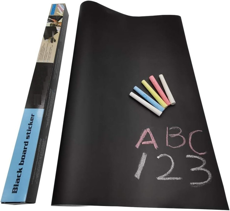 zensay sales Removable Chalkboard Contact Paper Roll with 5 Colorful Chalks 7 yes Backboard(Black)
