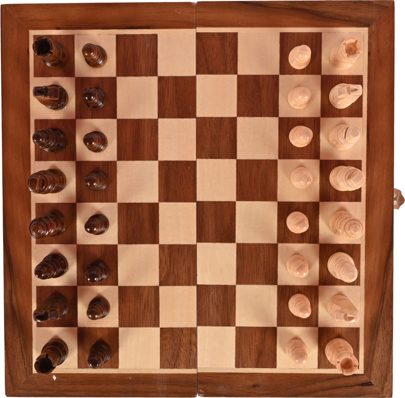MOVEX Morex 13 Inch Handmade Wooden Foldable Chess Set Travel Friendly Design Educational Board Games