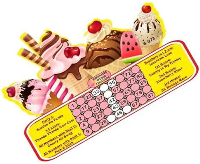 Funtastic World Summer Theme Tambola Housie Tickets(Summer Icecream Theme, 15 Cards, 1 Pack) Party & Fun Board Game