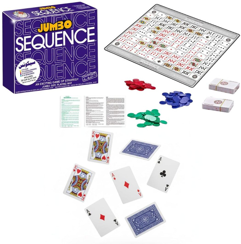 Kidoyz Jumbo Sequence Board Game | Extra Large 32 x 27 Inch Playing Mat | Strategy Card Educational Board Games