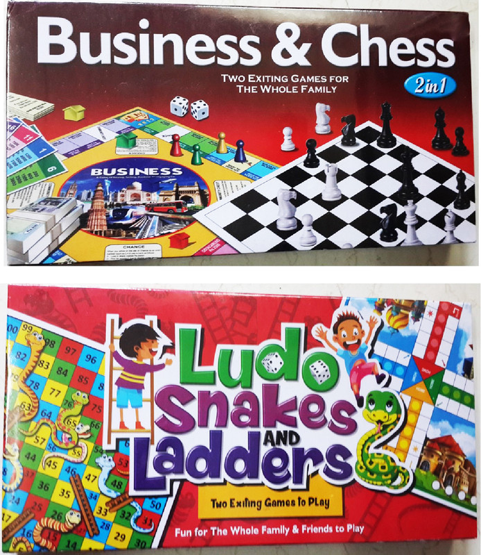 NILSEA , MMT Mini Business & Chess (2 In 1) + Mini Ludo Snakes & Ladders (2 In 1), Sets of 2 | Fun for The Whole Family & Friends Money & Assets Board Game