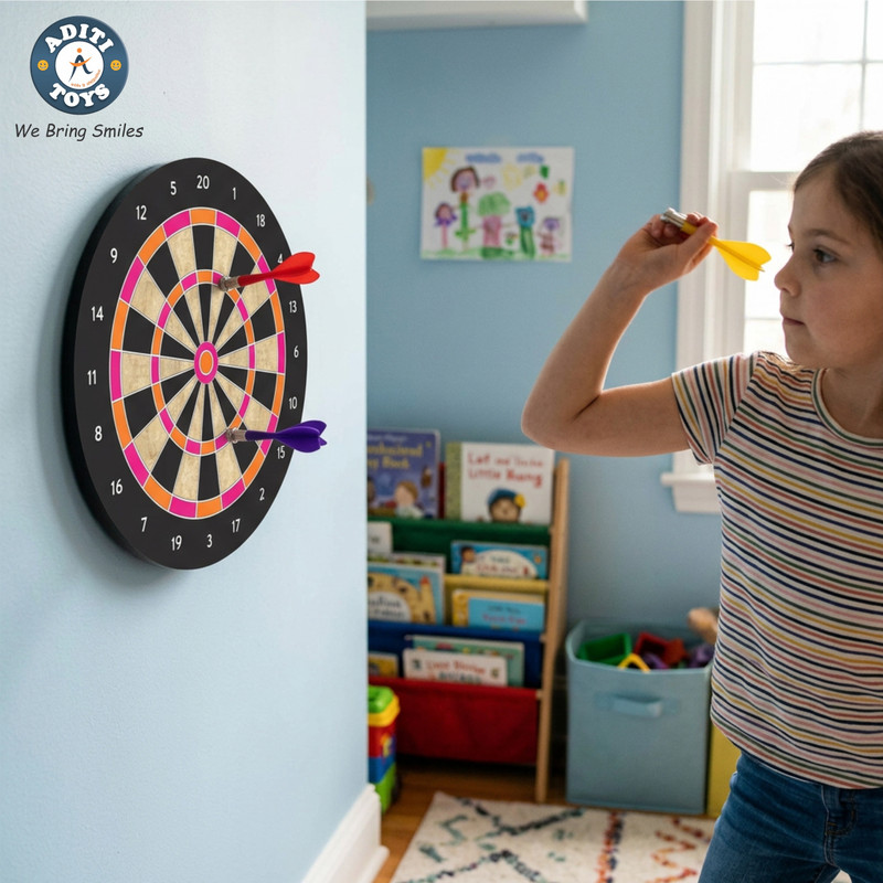 Aditi Toys 8.8-Inch Magnetic Dart Board with 3 Magnetic Darts – Safe & Fun Game for Kids Dart Board Game