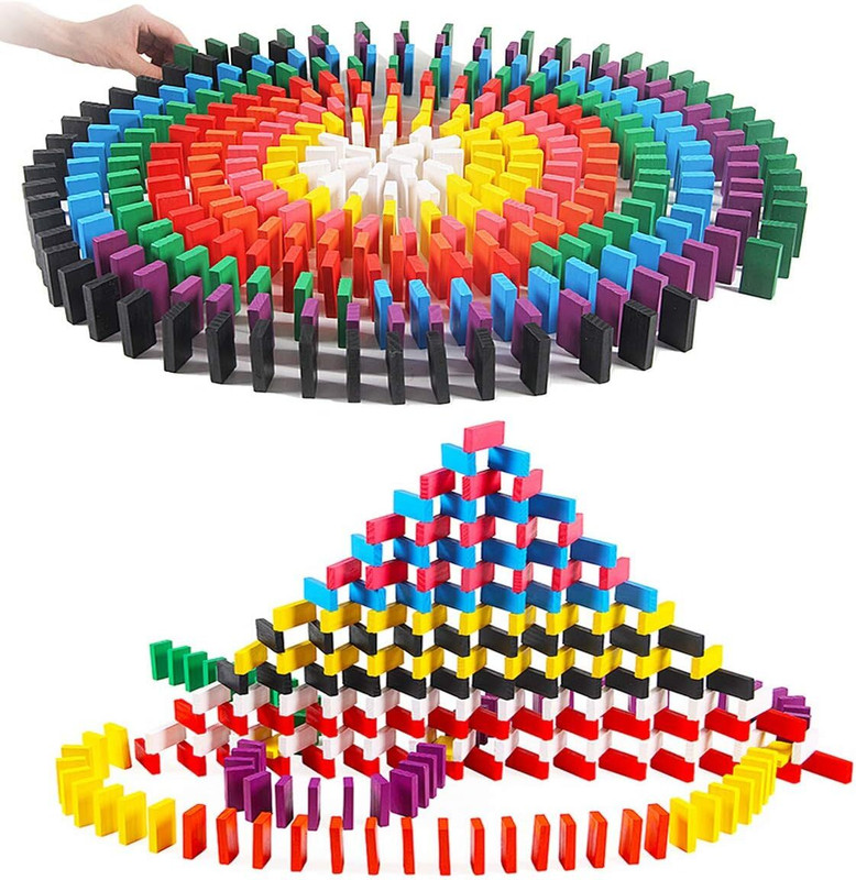 TOOBIL Rainbow Wooden Domino Toy Set For Kids(120 Pieces)