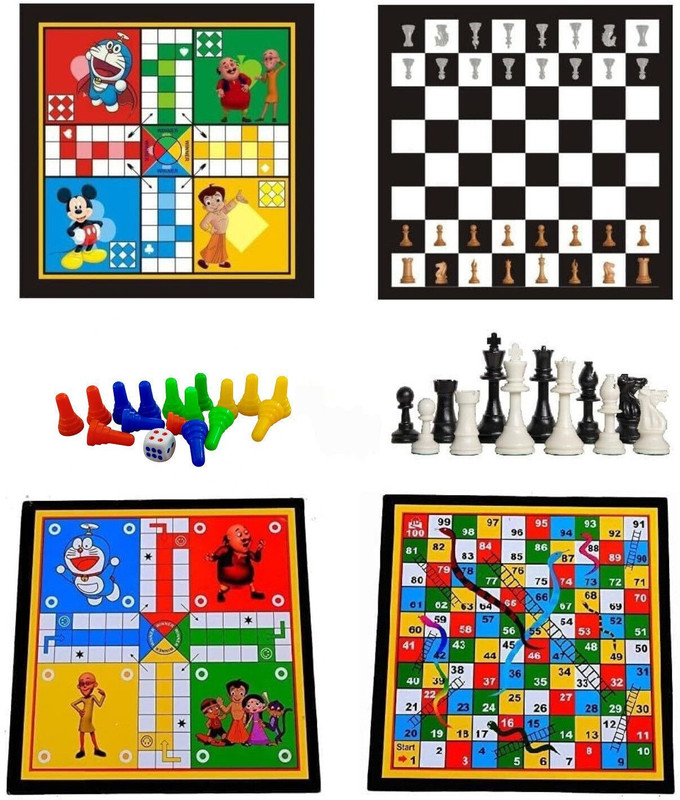 royal enterprise Ludo, Chess, Snake Ladders 3 in 1 Combo with Dice & Coins Party & Fun Board Game Board Game Accessories