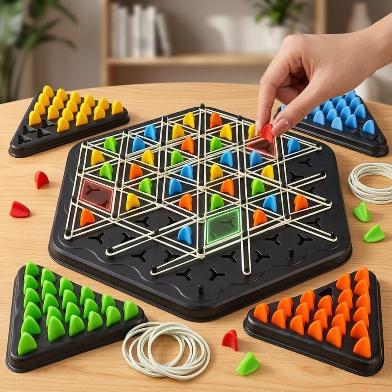 Yami Toyz Chain Triangle Chess Game | Triggle Strategy Board Game for Kids & Adults Party & Fun Board Game
