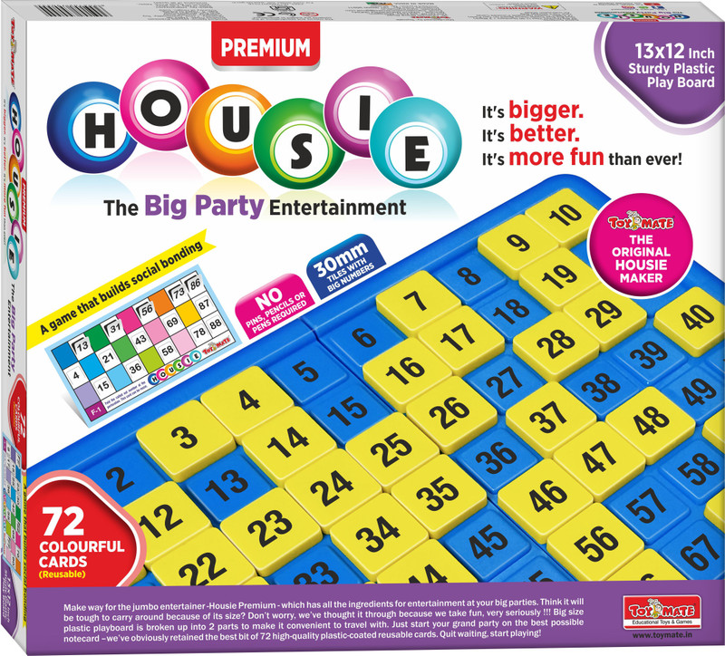 Toymate Premium Housie Tambola Bingo Board Game Set - 72 Folding Reusable Tickets Board Game Accessories