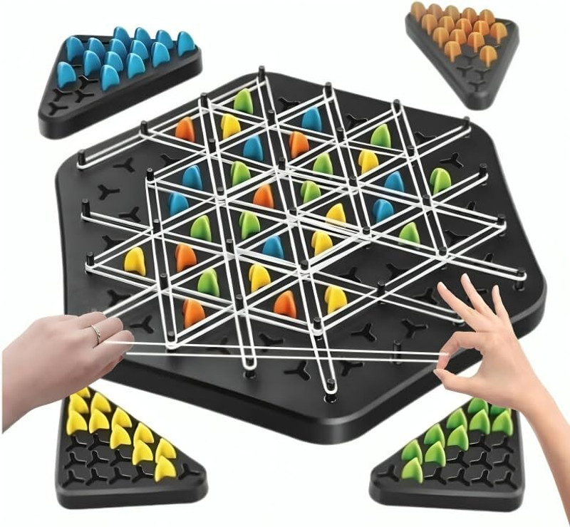 ARIZON Triggle Rubber Band Triangle Chess –Strategic Chain Board Game for Kids & Adults Strategy & War Board Game