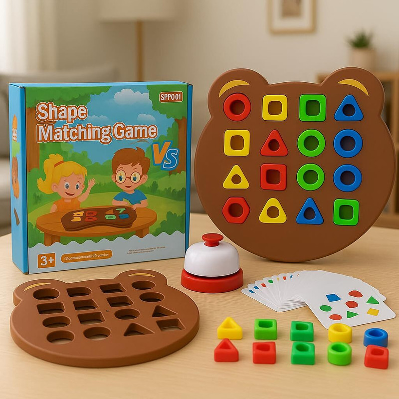 Vervita Geometric Shape and Color Matching Puzzle Board Game with Bell for Kids 3+ Years Educational Board Games