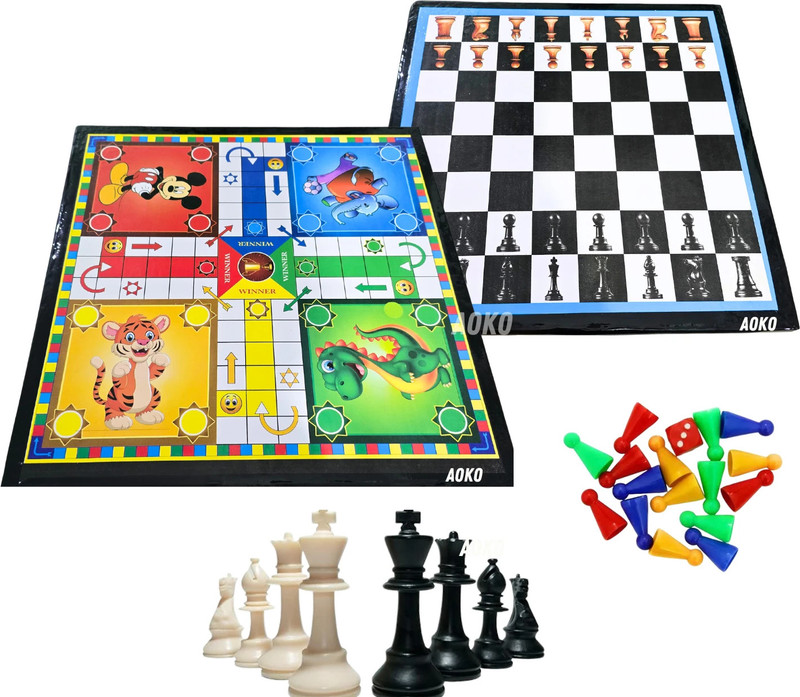 AOKO 2 in 1 Ludo and Chess Board game 12x12 Inch) Party & Fun Board Game