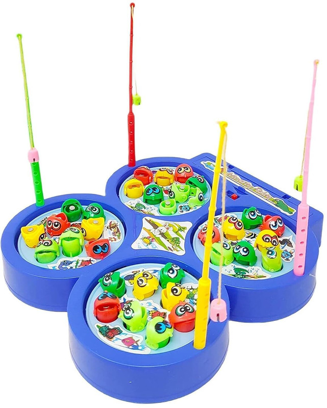 MAIRAAG Kids Fishing Game Toy with 4 Rods & Rotating Fish Board Educational Playset Party & Fun Board Game