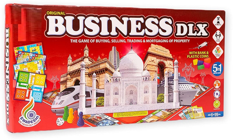 zokato Orginal Business 5 in 1 Deluxe Game with Plastic Money Coins Board Game Accessories