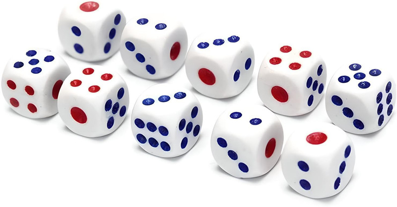 KRYTONE 10 Pieces 15MM Small 6 Sided Dice Set White Colors Acrylic Dice Board Game Accessories