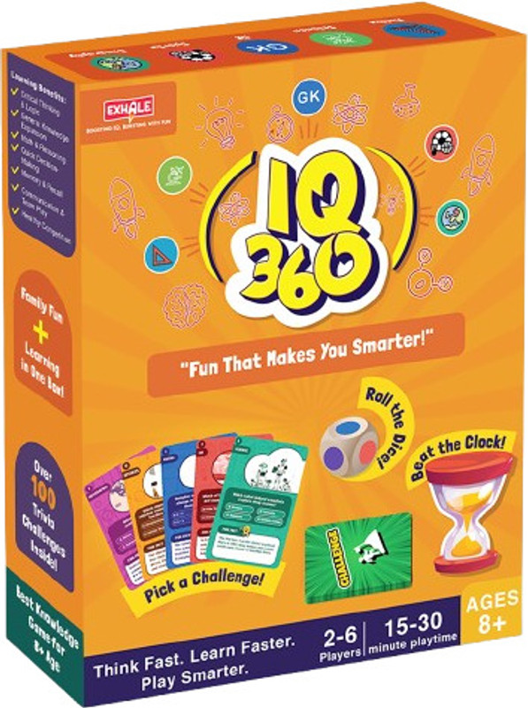 EXHALE IQ 360 Trivia Board Game for Kids & Families | Fun Educational Learning Toy Kids Educational Board Games