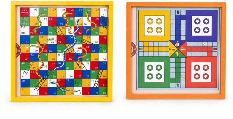 Ayunix 2 in 1 ludo and snake and ladders wooden board game with stylish colors boundary Party & Fun Board Game
