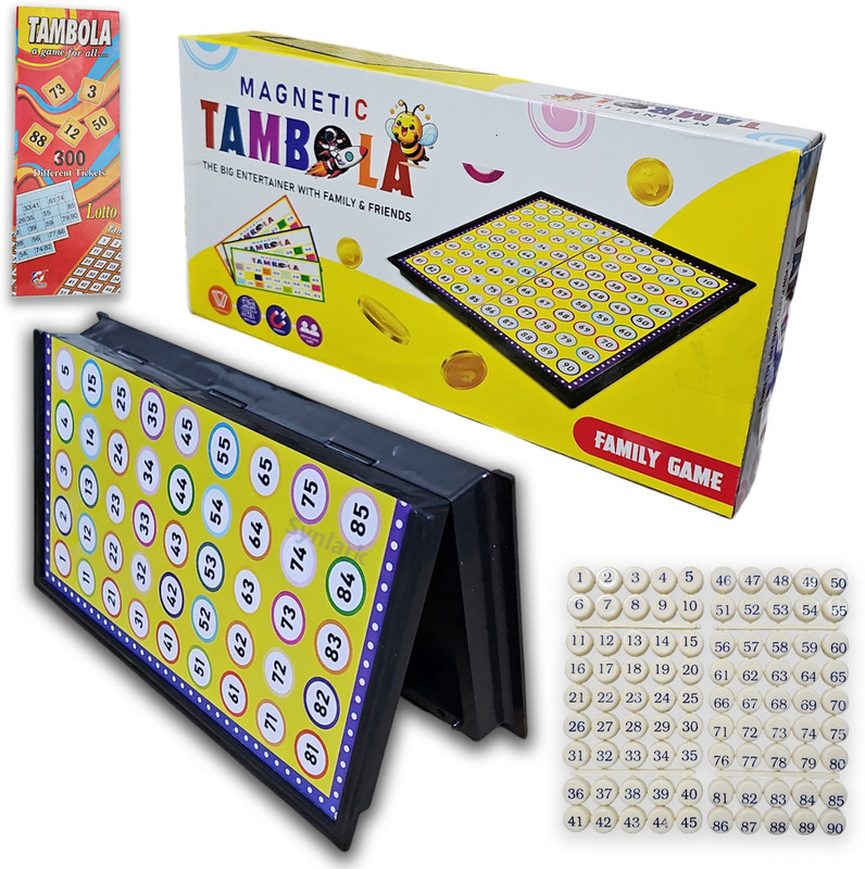 Synlark Magnetic Tambola Board Game with 600 Tickets & Number Tiles, Family Game All Age Board Game Accessories