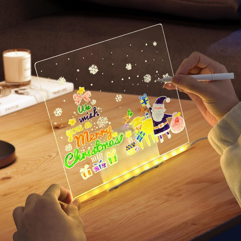 One23POP DIY 3D LED Acrylic Writing Board with Pen | 15x15 cm | Message & Study lamp Study Lamp(15 cm, Multicolor)