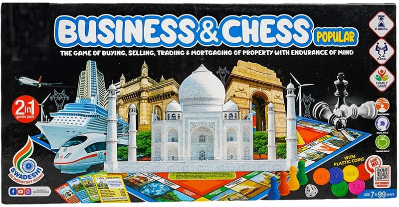 FUNABLO 2-in-1 Classic Chess & Business Game Set – Popular Strategy Board Game Board Game Accessories
