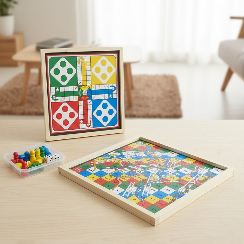 RSP sports 2 in 1 Wooden Magnetic Board Game | Ludo + Snakes & Ladders Party & Fun Board Game