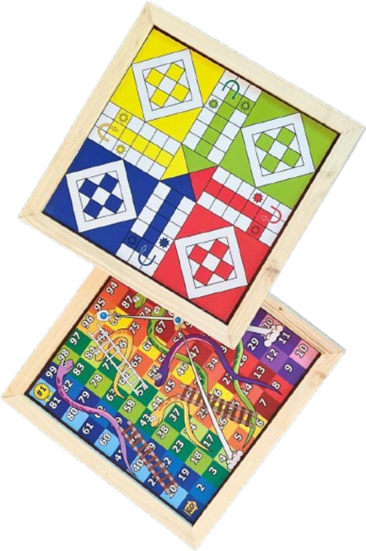 Tvm Wooden Excellent 2 in 1 Snakes & Ladders with Ludo Travel-Friendly Classic Party & Fun Board Game