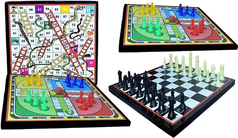GOLDILUXE Kid's Colorful Snake And Ladder with Ludo 2 in 1 for Indoor Game Sports Party & Fun Board Game