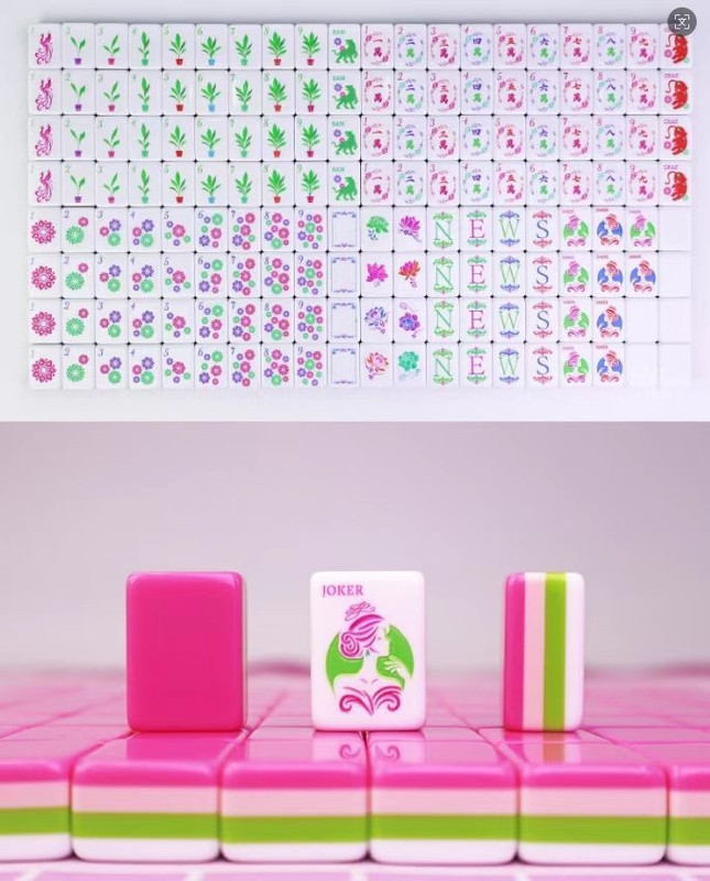 Mahjong Muse American Mahjong Tile Set with160 Acrylic 4 Layer Engraved Tiles with bag (Pink) Party & Fun Board Game