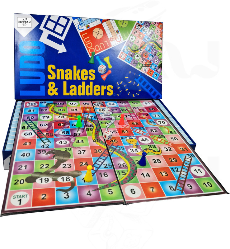 Meesaj Premium Ludo & Snakes Ladder Classic Board Game with Foldable Board Party & Fun Board Game