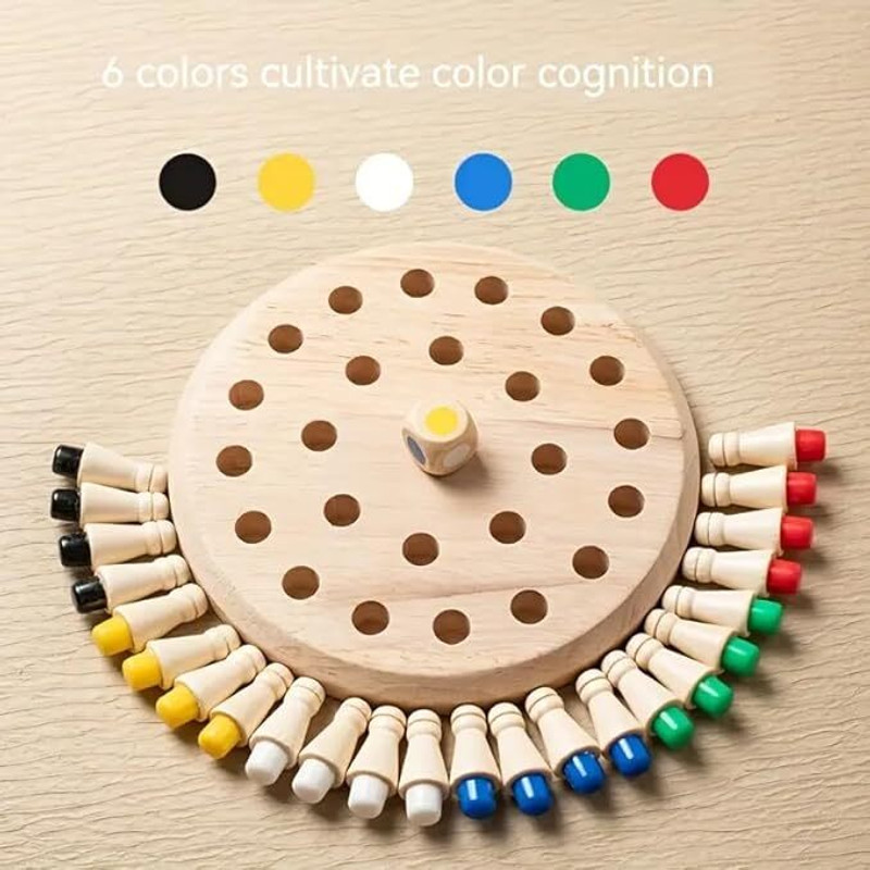 AJDK MART Wooden Color Matching chess Board Gmae with Dice, Brain Puzzle Toy for Kids Educational Board Games
