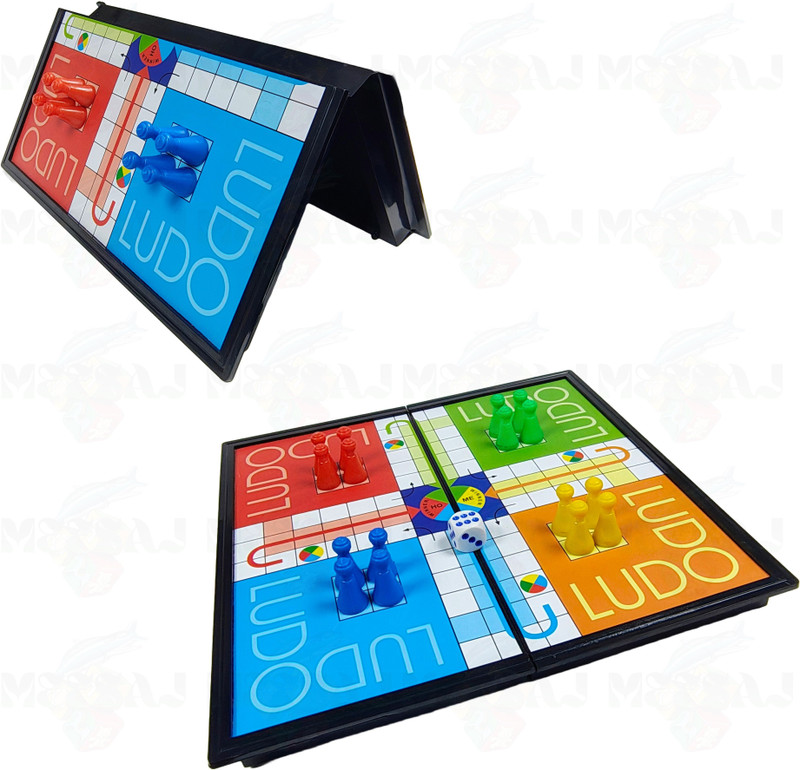 Meesaj Magnetic Ludo Folding Board Game with Storage Travel Friendly Set Party & Fun Board Game