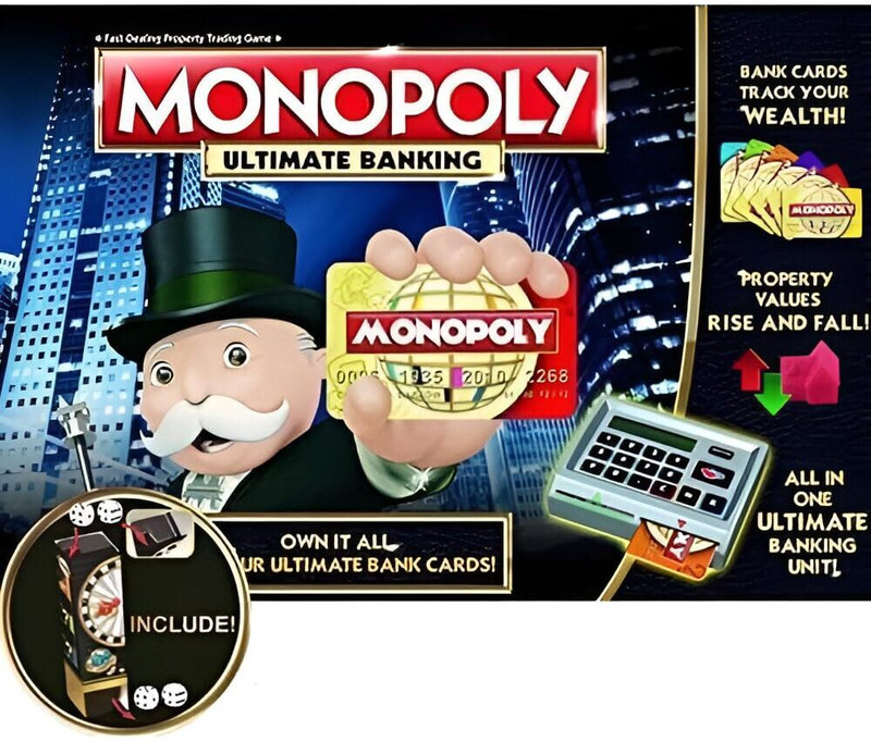AL ATASH Monopoly Ultimate Banking Game, Electronic Card Reader & Bank Cards Track Wealth Money & Assets Board Game