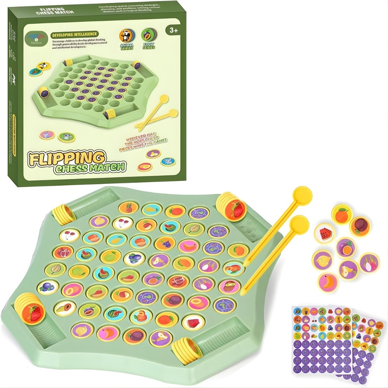 CANWELL Animal Memory Flipping Chess Match Game – Kids Fun Montessori Board Toy C985 Board Game Accessories