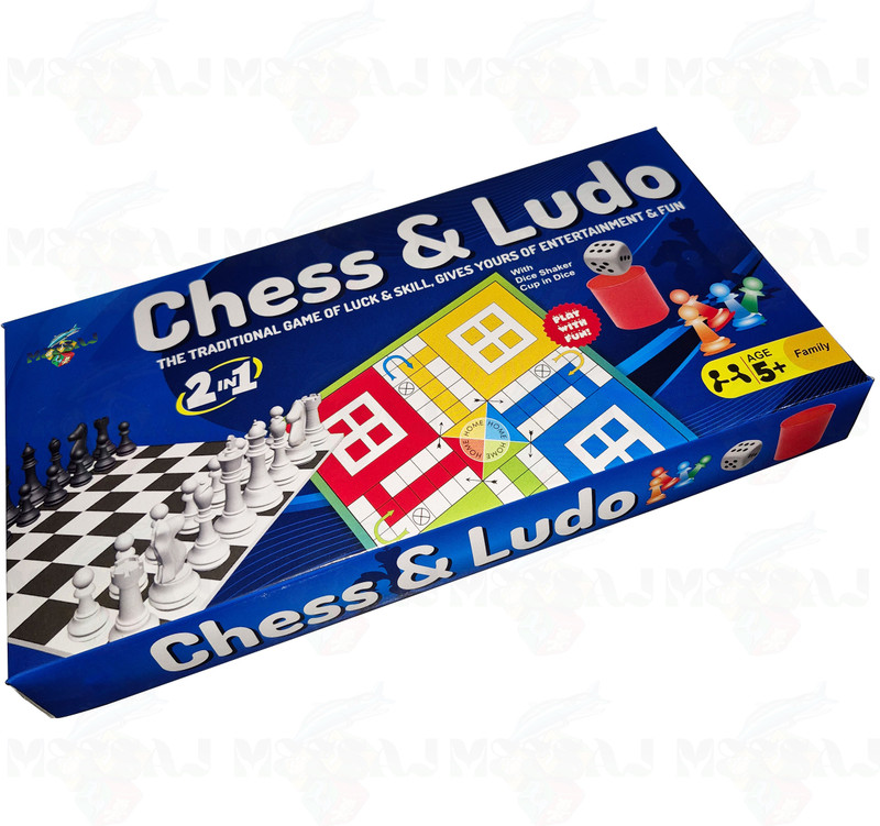 Meesaj 2 in 1 Ludo & Chess Board Game – Classic Strategy Family Fun Set Strategy & War Board Game