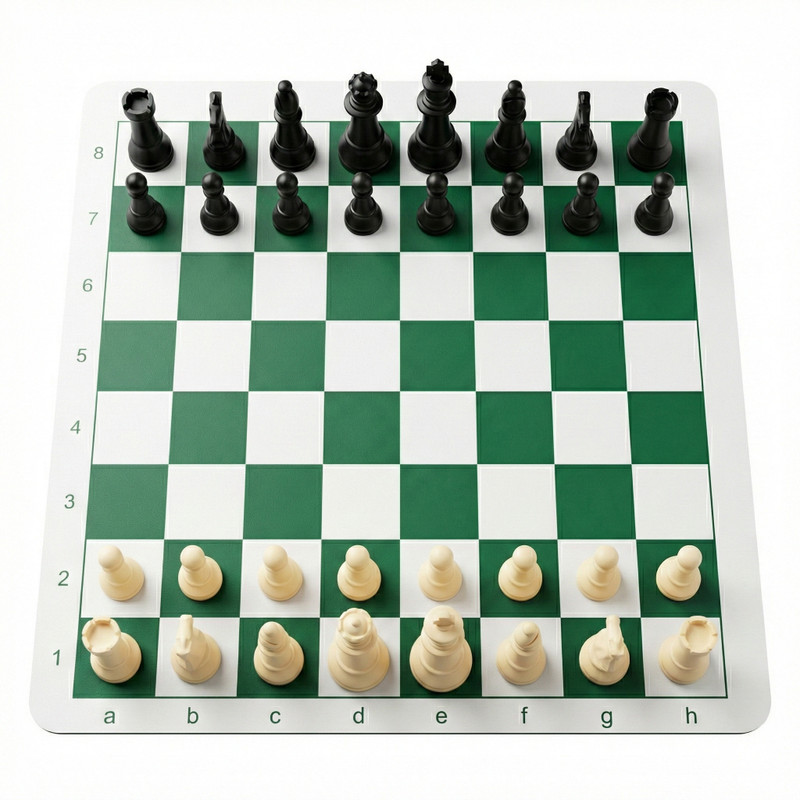 KhelKraft Roll-Up Rubber Chess Mat – 12.5 x 12.5 Inch – Green Strategy & War Board Game
