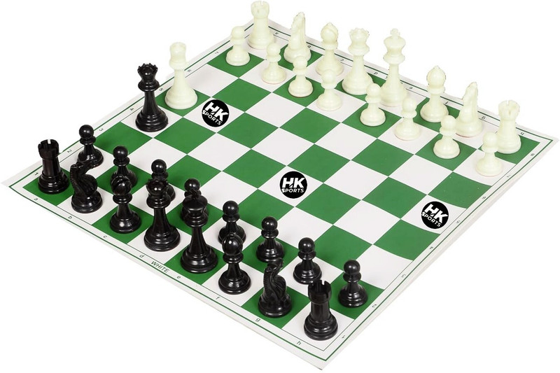 HK Sports 18*18 inch Travel Board Portable Vinyl PVC Mat Roll Up Solid Plastic Chess Set Strategy & War Board Game