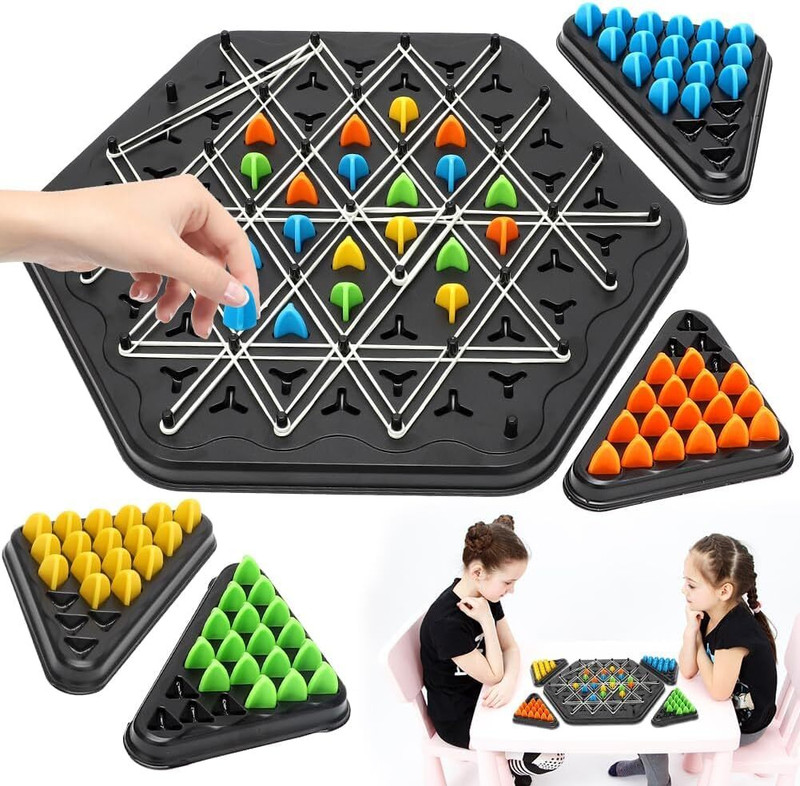 ARIZON Triggle Rubber Band Triangle Chess –Strategic Chain Board Game for Kids & Adults Strategy & War Board Game