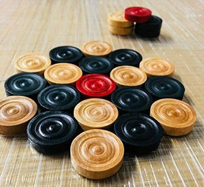 GLS Super Champion Wooden Carrom Coins with Striker for All Age Group, Multicolor Carrom Pawns(Pack of 24)