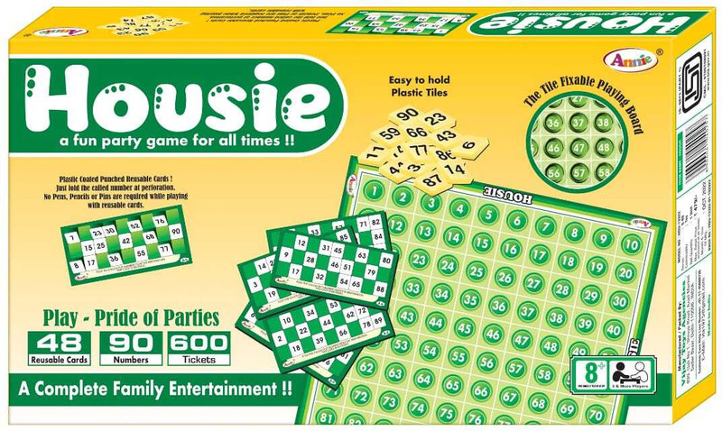 annie Housie Deluxe Educational Board Game with 48 Reusable Cards & Tile Fixable Party & Fun Board Game