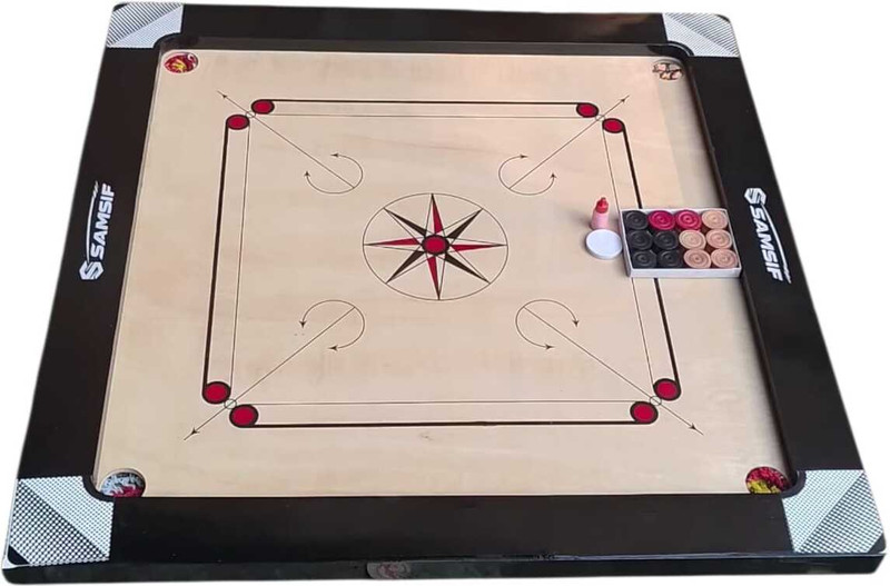 SAMSIF Torantournament 36X36" Carrom Borad With Wooden Coins And Double Powder Set 4 cm Carrom Board(Multicolor, Beige)