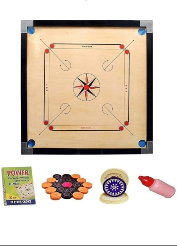 KOODOX CLUB CARROM BOARD With STRIKER CARROM POWDER AND COINS 80 cm Carrom Board(Black)