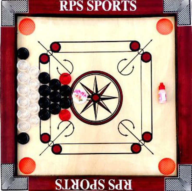 RPS sports Red Kikar Wood Frame Small Carrom Board+Premium Quality Transparent Coin+Powder 51 cm Carrom Board(Red)