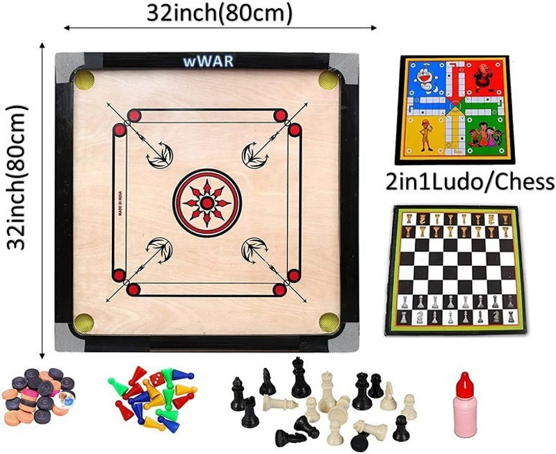 gamers hub 32inch Large Carrom Board With ludo Chess 80 cm Carrom Board(Beige)