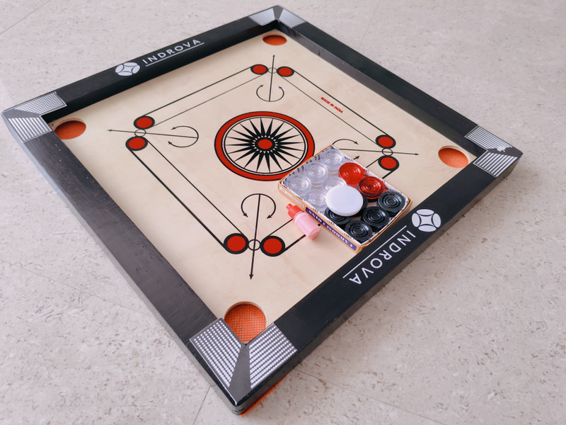 INDROVA 20 INCH WOODEN CARROM BOARD WITH 24 CRYSTAL COIN SET 50 cm Carrom Board(Multicolor)